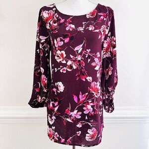 Motherhood Maternity Magenta Floral Tie Back Soft Silky Shirt Medium